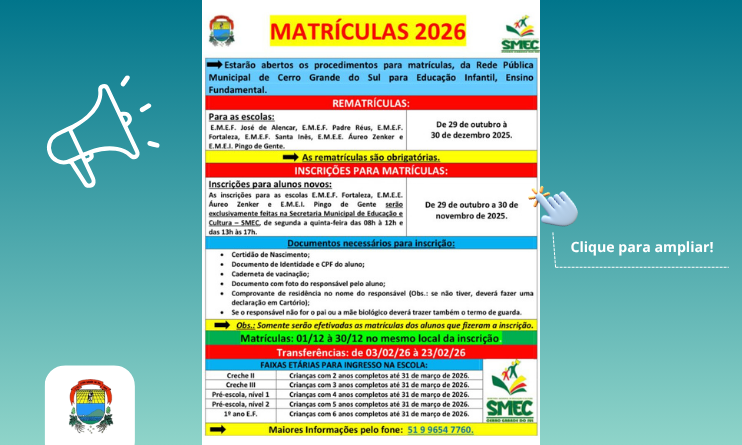 matriculas 2026 rede municipal